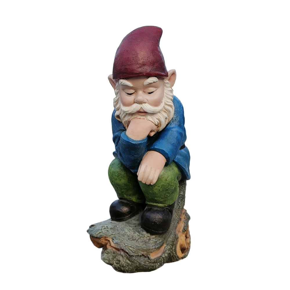 75616-07 - Blue Muse: Pensive Polyresin Thinking Gnome Figurine Hi-Line Gift Ltd.