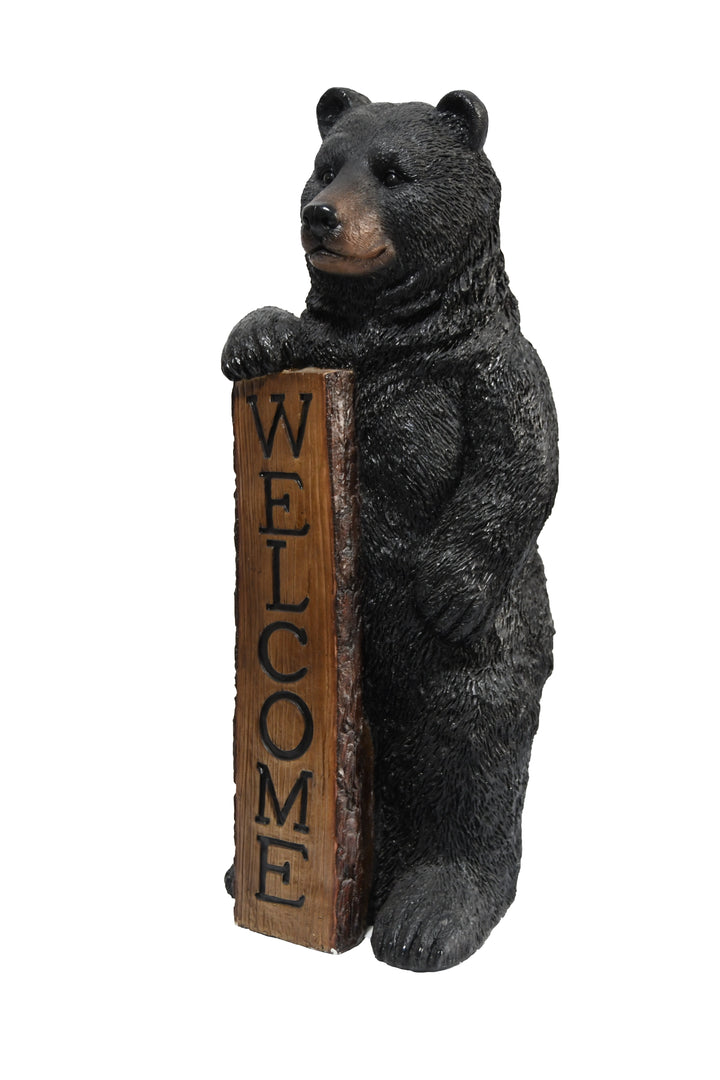 75619-N - Welcome Bear Haven: Standing Black Bear with Heartwarming Welcome Sign Hi-Line Gift Ltd.