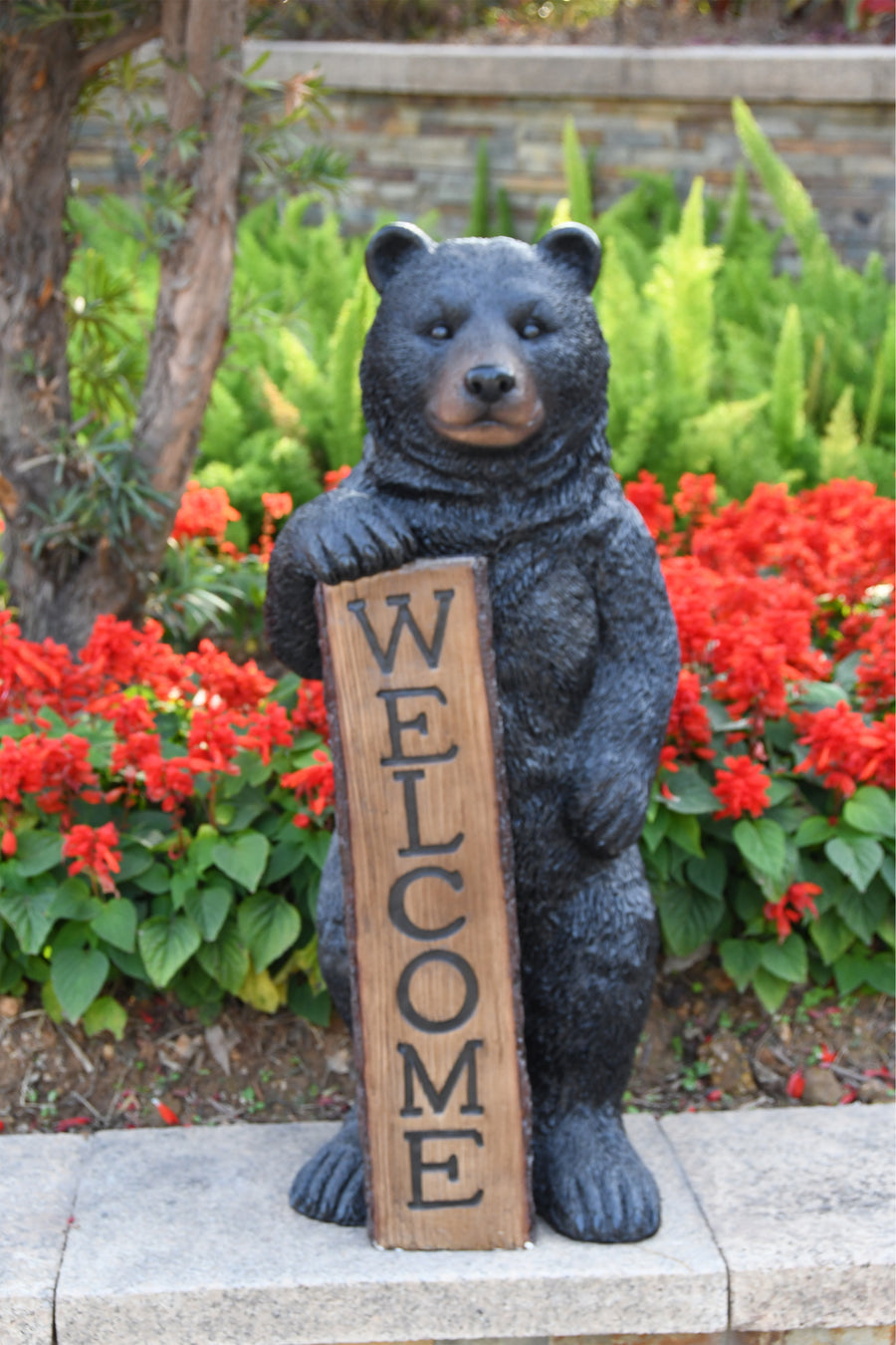 75619-N - Welcome Bear Haven: Standing Black Bear with Heartwarming Welcome Sign Hi-Line Gift Ltd.
