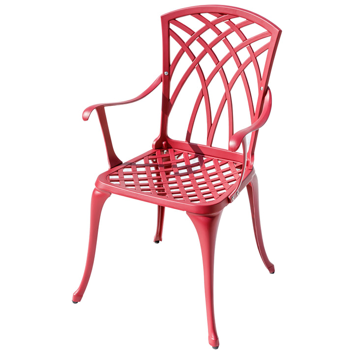 78658-A-RD -  Radiant Red Relaxation- Cast Aluminium Bistro Set for Outdoor Living HI-LINE GIFT