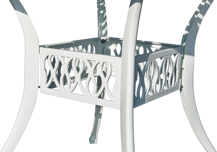 78659-B-WT -  Serene Seating- White Cast Aluminium Bistro Set for Patio HI-LINE GIFT