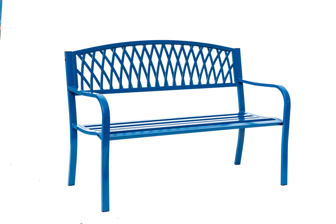 78661-C-BL -  Blue Horizon Escape- Steel and Cast Iron Garden Bench for Relaxation HI-LINE GIFT
