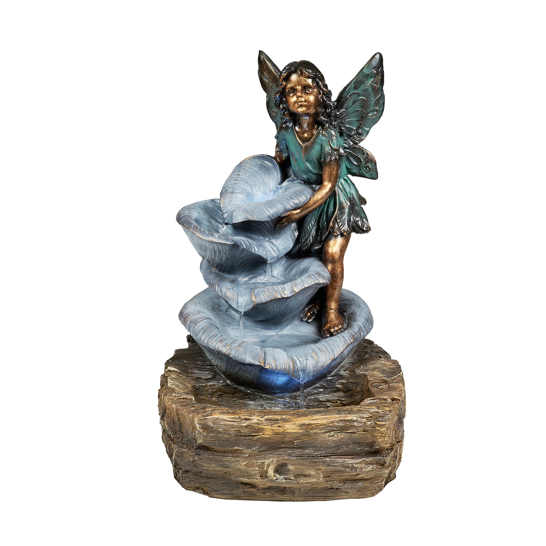 Fairy On The Rock Fountain W/ 2 White Leds Hi-Line Gift Ltd.