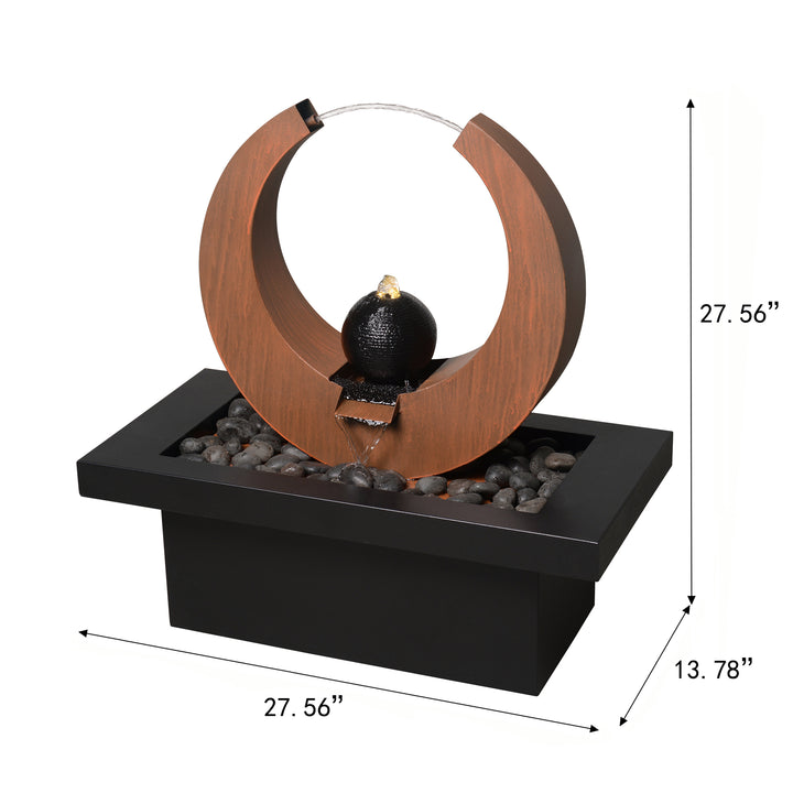 79532-Q-BK -  Outdoor Metal Fountain with LED Lights - Rusty Gray HI-LINE GIFT