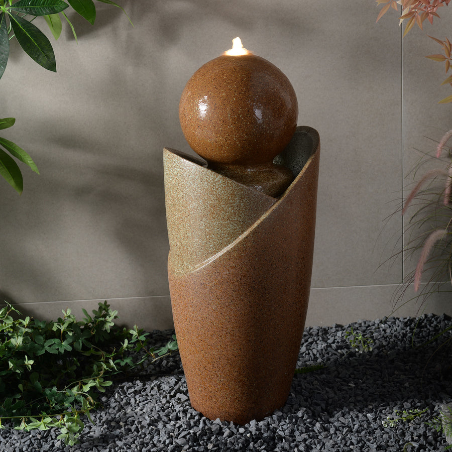 79586-07-RU -  Ceramic Fountain with Lights - Brown Elegance HI-LINE GIFT