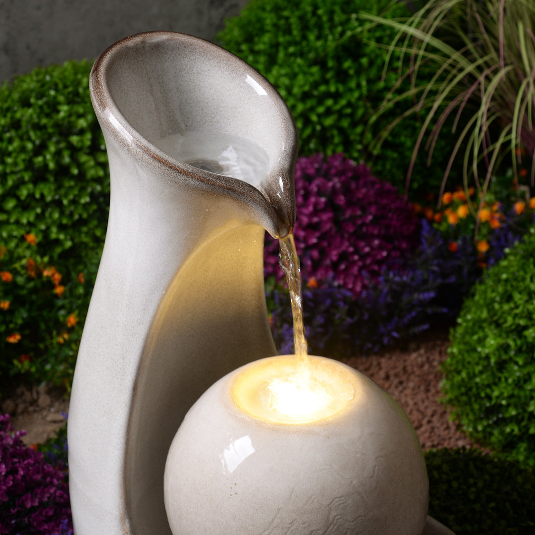 79586-08-IV -  Ceramic Fountain with Lights - Ivory Elegance HI-LINE GIFT