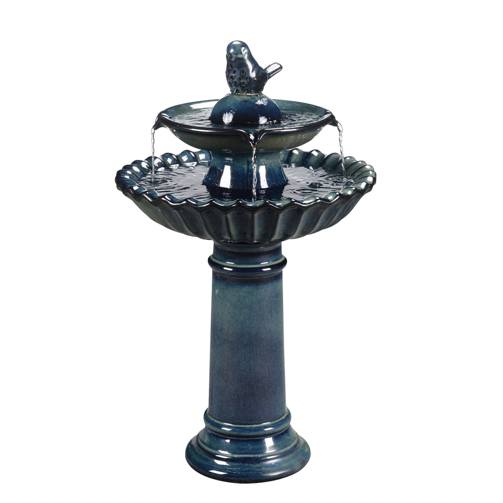 79586-10-BB -  Ceramic Fountain - Blue Tranquility, No Lights HI-LINE GIFT