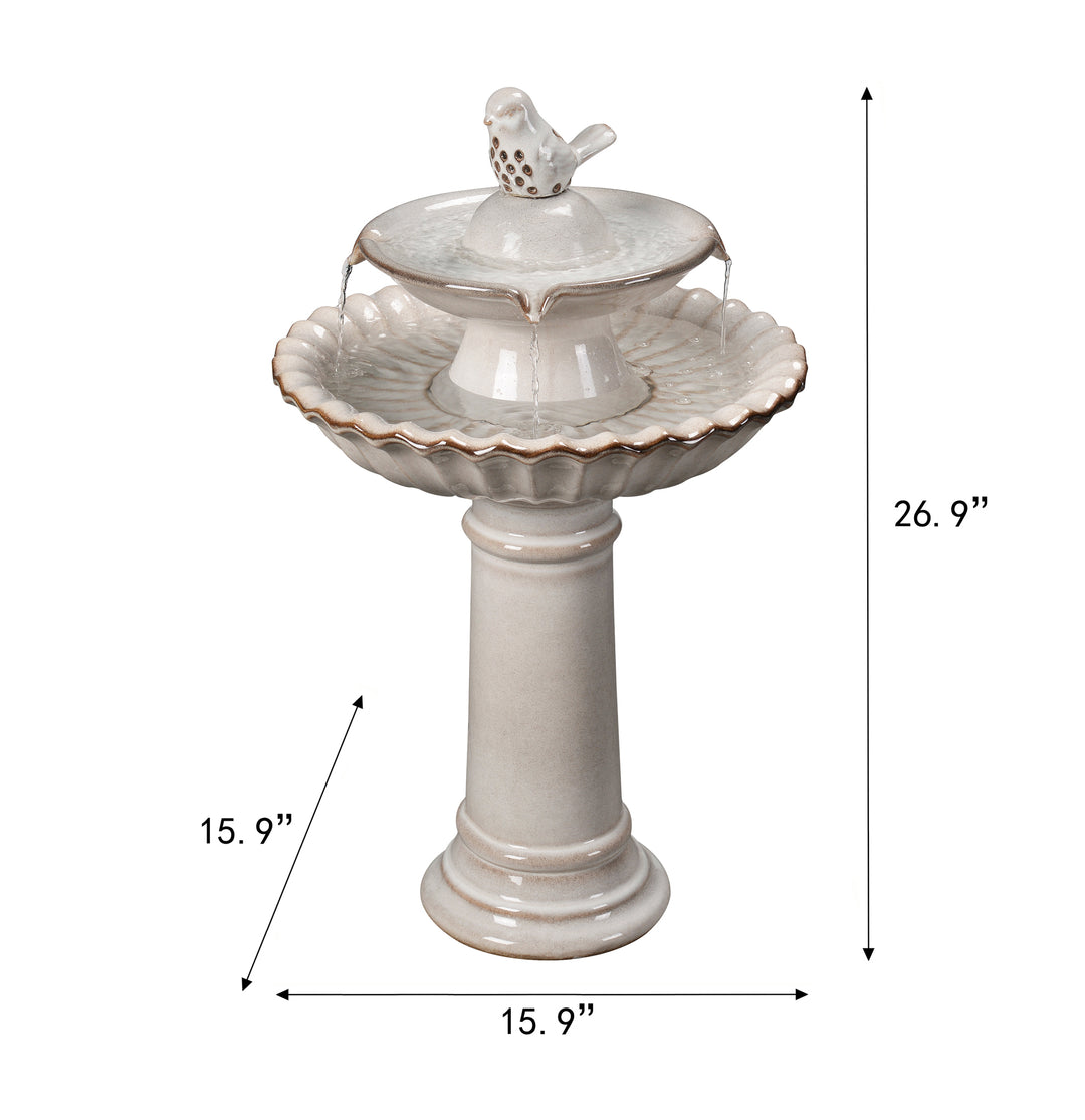 79586-10-IV -  Ceramic Fountain - Ivory Elegance, No Lights HI-LINE GIFT