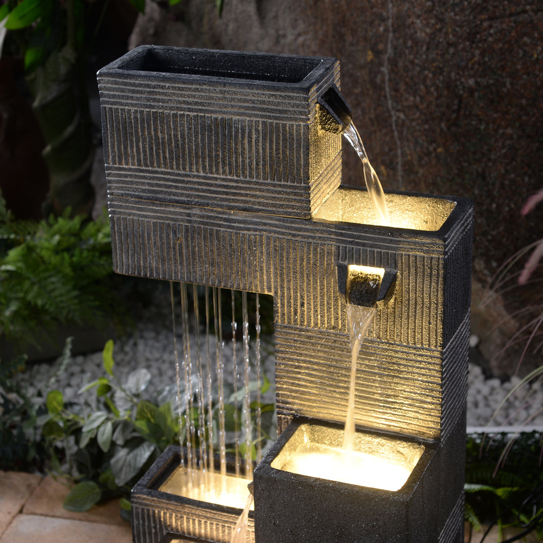 79760 -  Contemporary Fountain with Lights - Dark Elegance HI-LINE GIFT