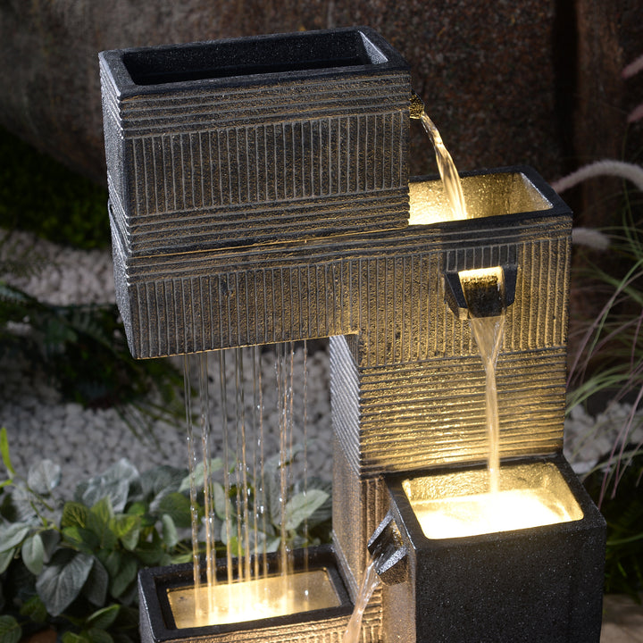 79760 -  Contemporary Fountain with Lights - Dark Elegance HI-LINE GIFT