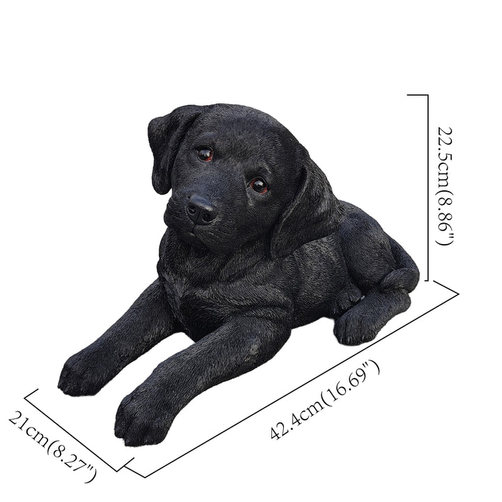 87632-BK - Midnight Reverie: Sleek Black Polyresin Lying Labrador Figurine Hi-Line Gift Ltd.