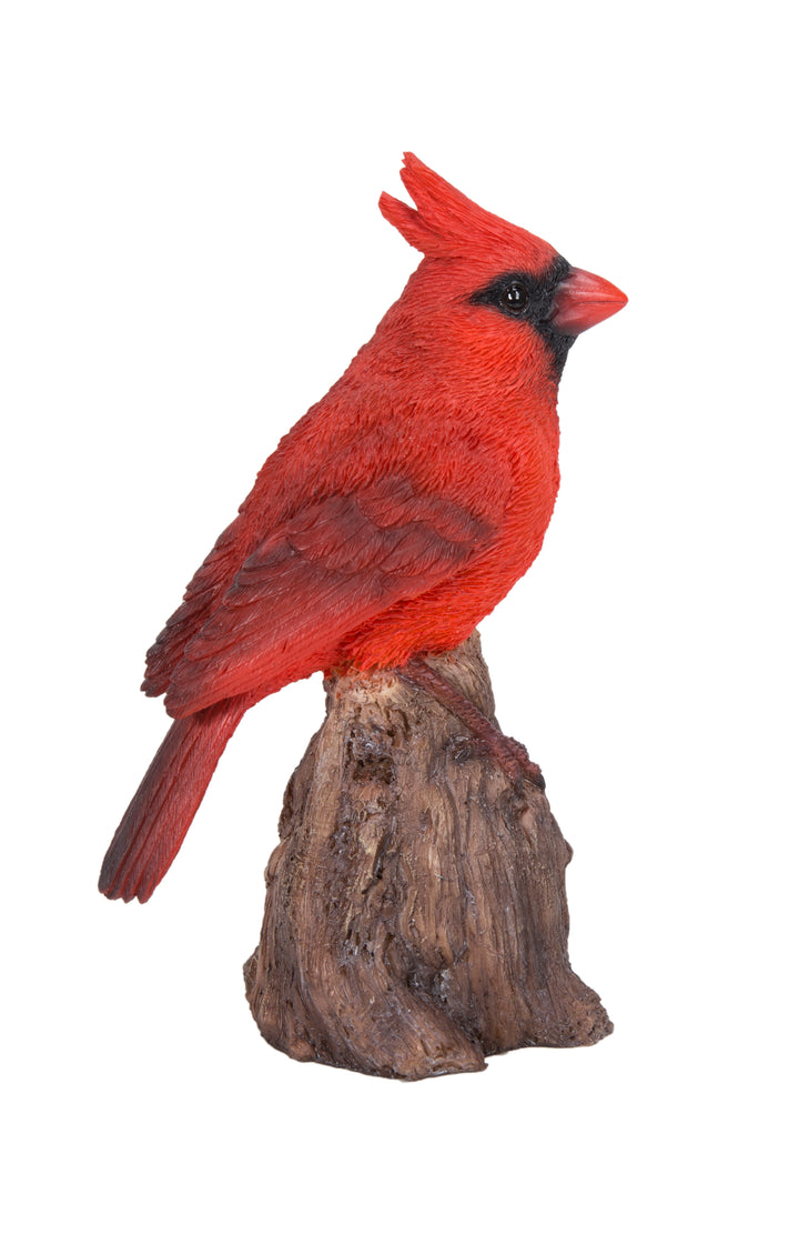 Motion Activated Singing Cardinal Standing on Stump Statue HI-LINE GIFT LTD.