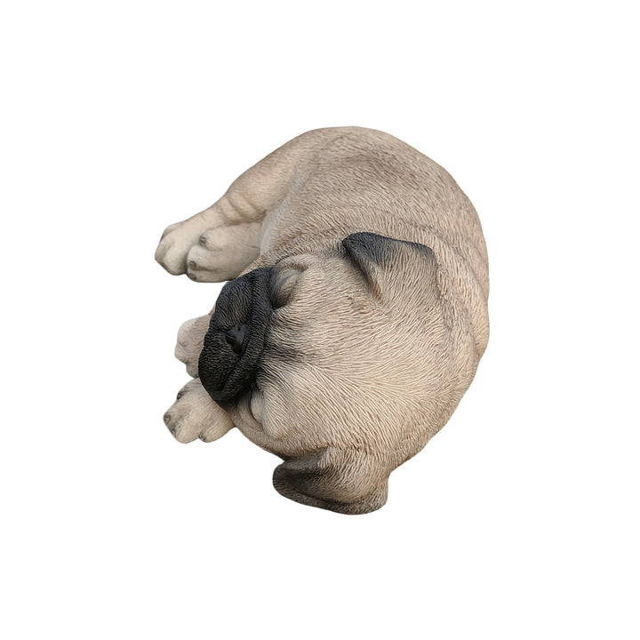 87710-Q - Pug Dreamland: Cozy Brown Polyresin Sleeping Pug Figurine Hi-Line Gift Ltd.