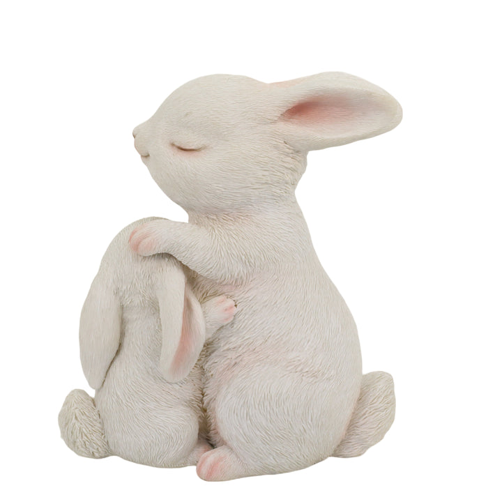 87739-E - Tender Moments: Polyresin Mother & Baby Rabbit Figurine in Elegant White Hi-Line Gift Ltd.