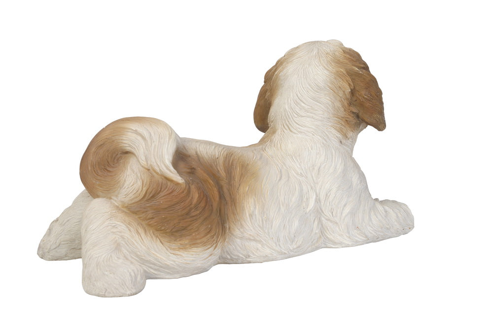 Shi Tzu puppy Lying Down-Brown and White Statue HI-LINE GIFT LTD.