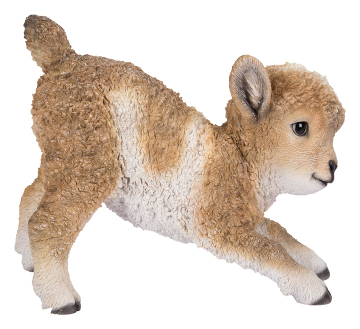 Lamb Playing Brown and White Statue HI-LINE GIFT LTD.
