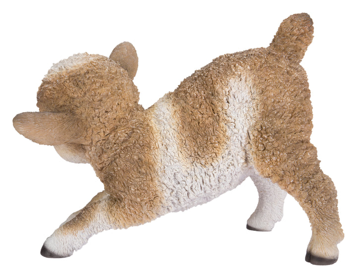 Lamb Playing Brown and White Statue HI-LINE GIFT LTD.