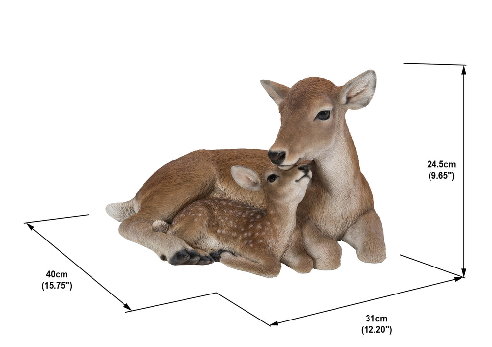 Cuddling Mother and Baby Deer Garden Statue HI-LINE GIFT LTD.