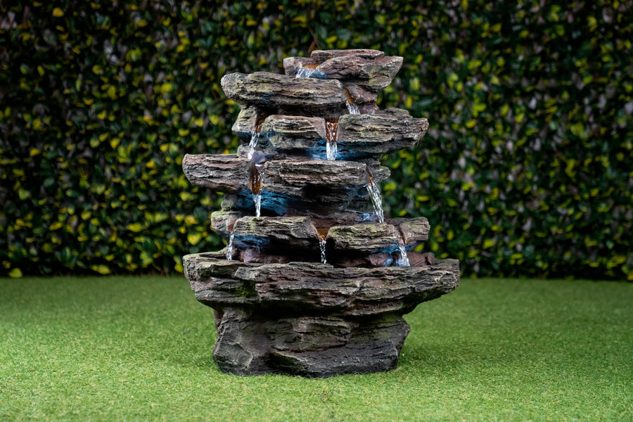 MultiLevel Stone Fountain With  9 Led Lights Hi-Line Gift Ltd.