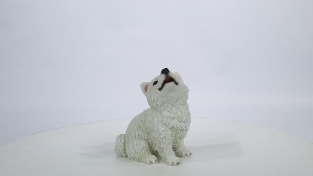 Hi-Line Exclusive - Howling American Eskimo Puppy Statue