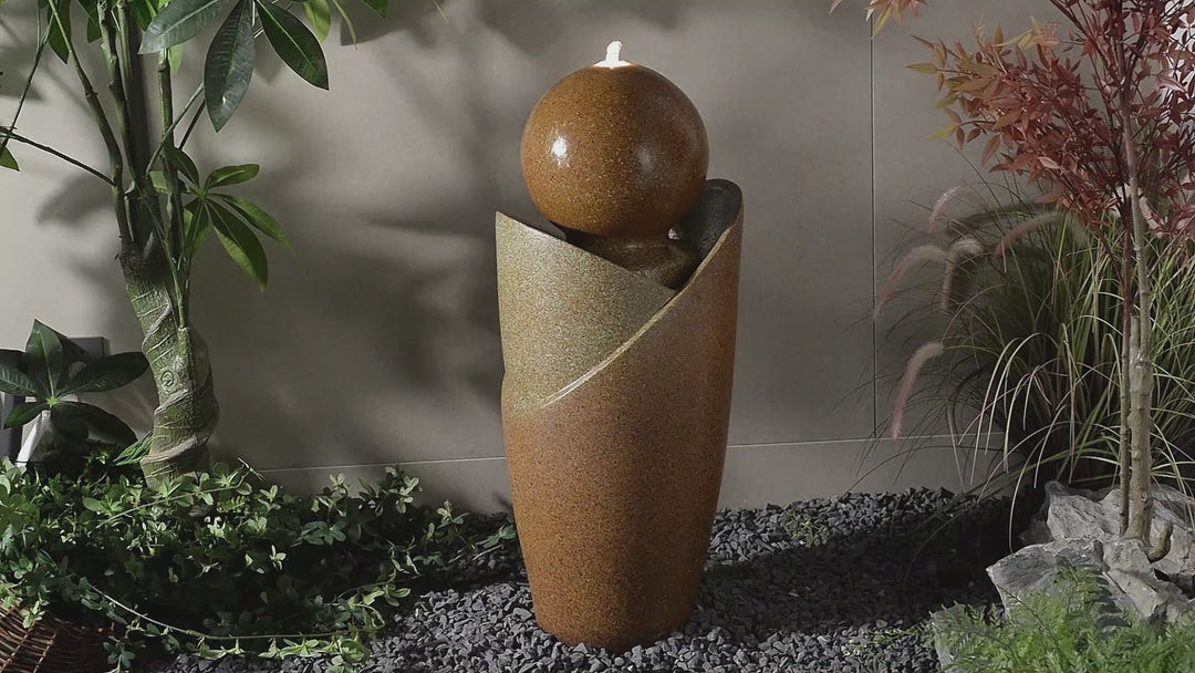 79586-07-RU -  Ceramic Fountain with Lights - Brown Elegance