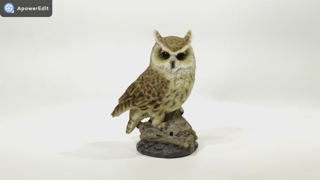 Singing Long Eared Owl Standing Stump - Garden Statue