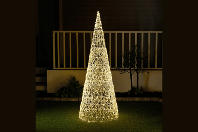 Festive Entryways: LED Trees and Benches for a Welcoming Look