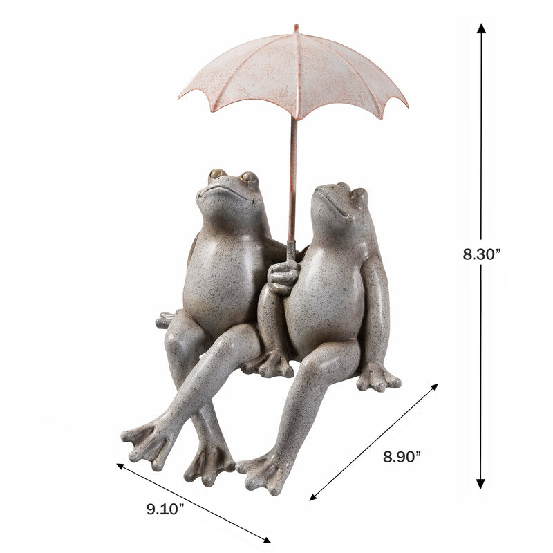 77185 - Sitting Couple Frogs W/Umbrella Garden Statue Yard Decor Hi-Line Gift Ltd.