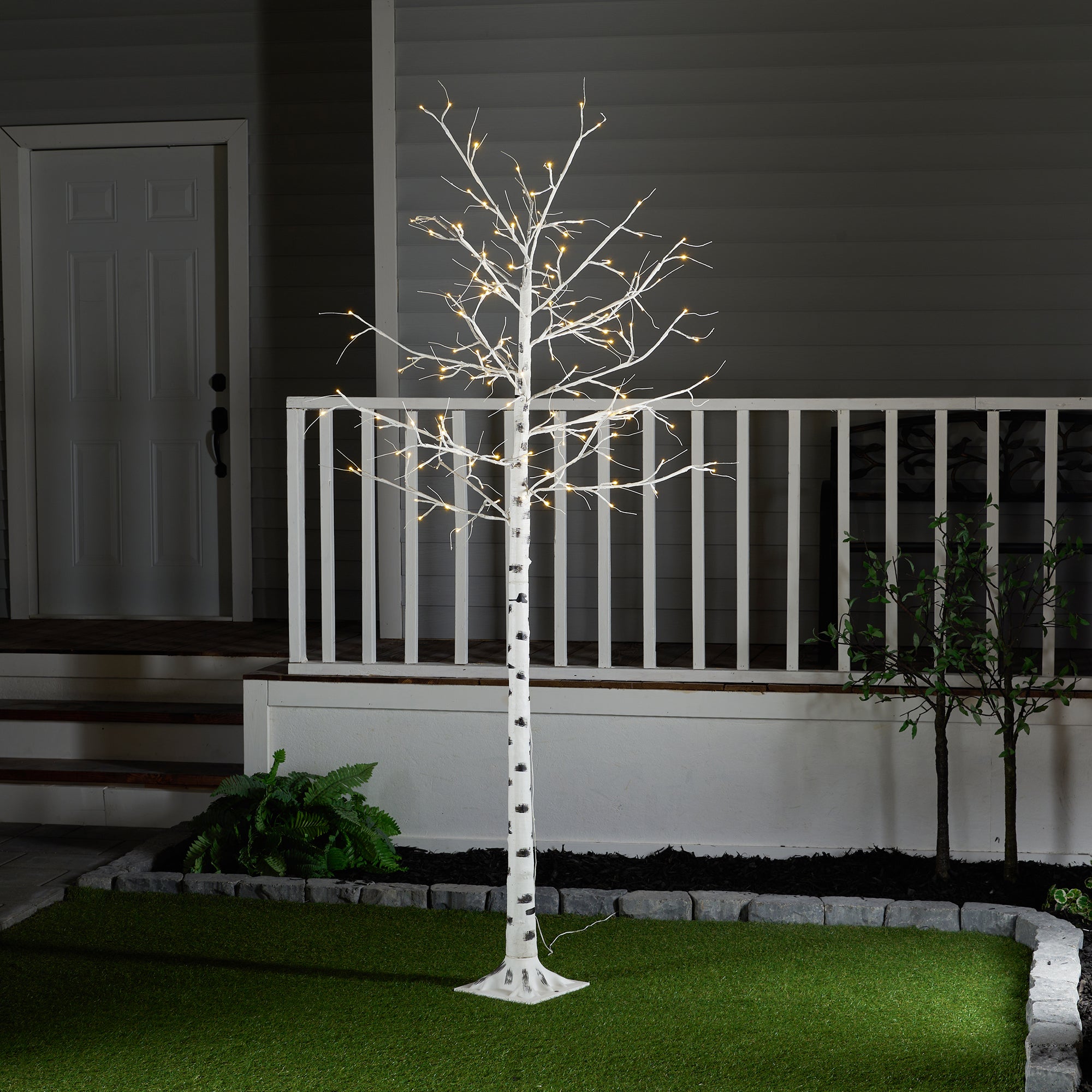LED Birch Tree On Metal Base With 8 Lighting Modes - 94 Inch High ...