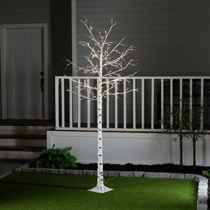 LED Birch Tree On Metal Base With 8 Lighting Modes - 94 Inch High HI-LINE GIFT LTD.