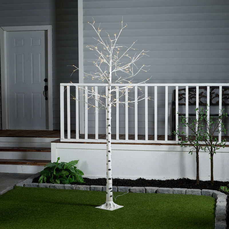 LED Birch Tree On Metal Base With 8 Lighting Modes - 94 Inch High HI-LINE GIFT LTD.