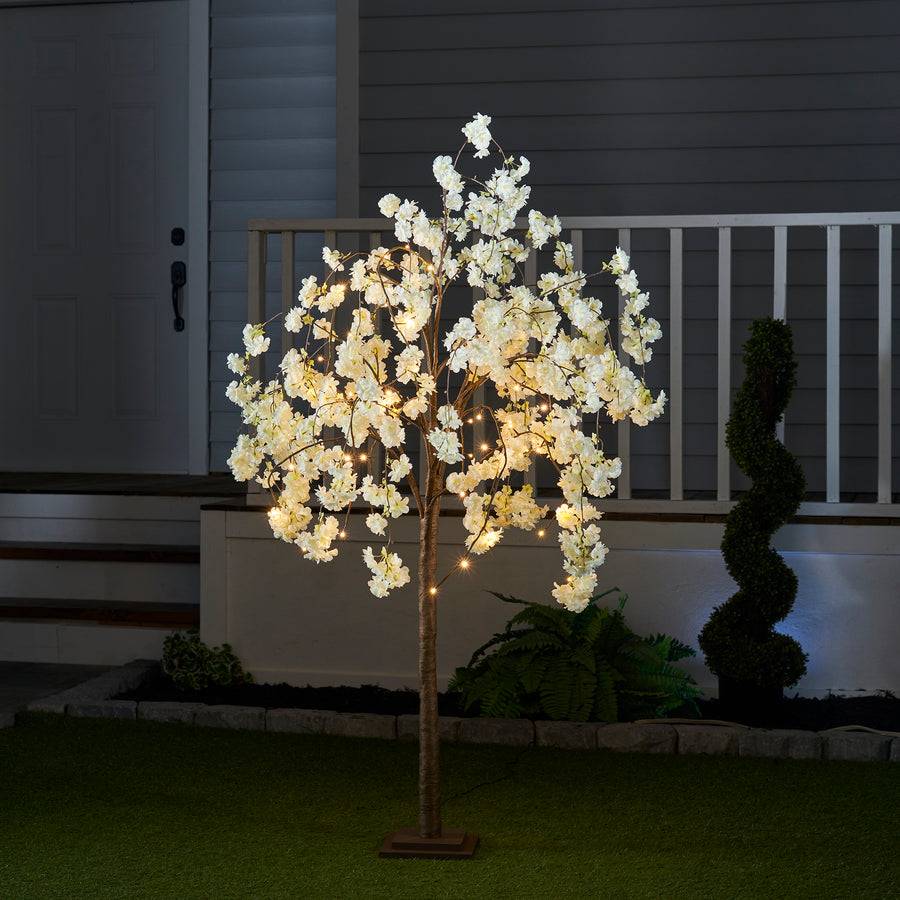 White Cherry Blossom Tree With Warm White LEDs HI-LINE GIFT LTD.