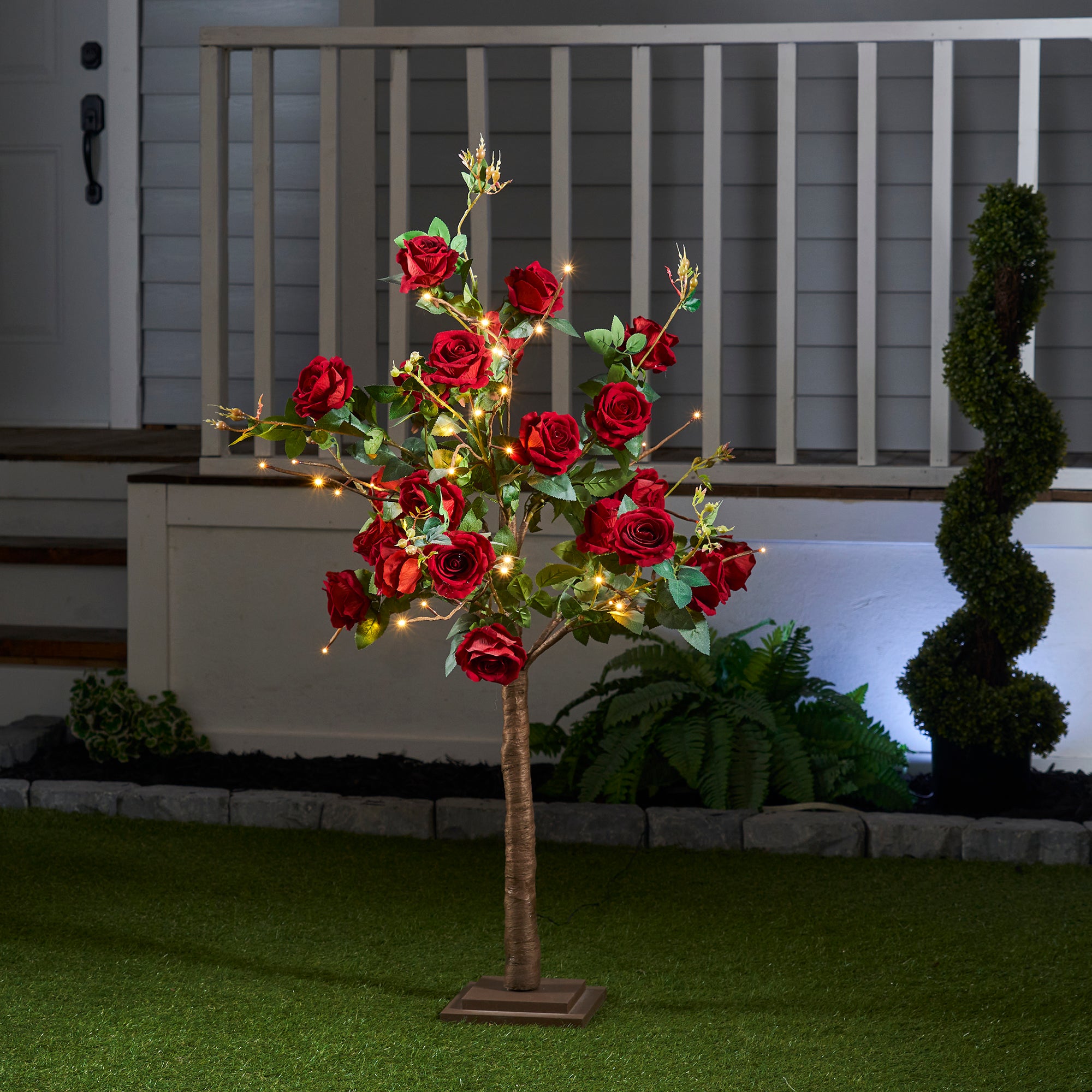 Small Red Rose Tree With 48 Warm White Led - Home Decor - Hi-Line Gift Ltd.