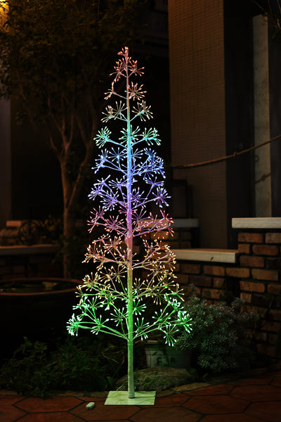37527-RGB-L  - 71 Inch Flower Twinkling Light Tree, 980 RBG LEDs, CUL Listed Adaptor 24W/24V, Indoor/Outdoor Lighted Decoration Tree with Metal Stand – Holiday, Christmas & Home Décor (White) Hi-Line Gift Ltd.