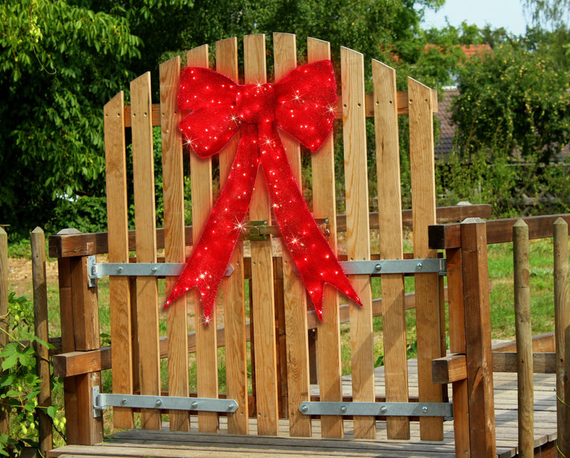 39054-M - 63 IN Lighted Red Bow Indoor/Outdoor Holiday Decor Hi-Line Gift Ltd.