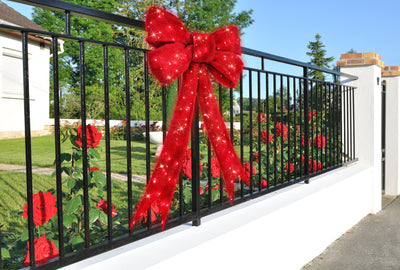 39054-M - 63 IN Lighted Red Bow Indoor/Outdoor Holiday Decor Hi-Line Gift Ltd.