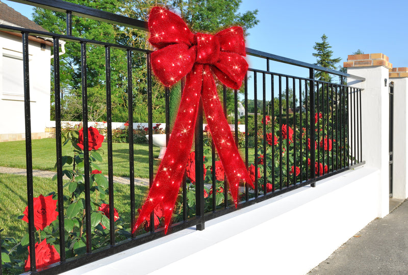 39054-M - 63 IN Lighted Red Bow Indoor/Outdoor Holiday Decor Hi-Line Gift Ltd.