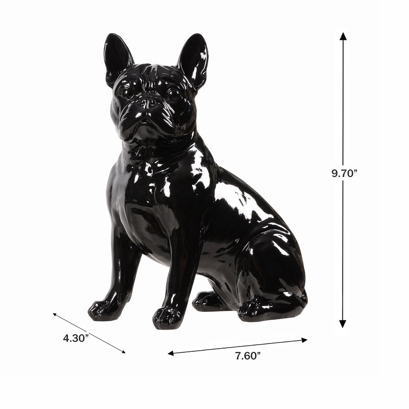 53003-BK - 10" H French Bulldog Statue in Black Home Decor Indoor Use Only Hi-Line Gift Ltd.