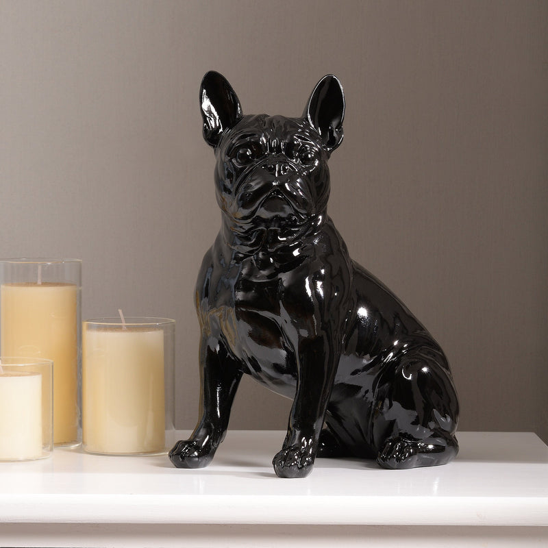 53003-BK - 10" H French Bulldog Statue in Black Home Decor Indoor Use Only Hi-Line Gift Ltd.