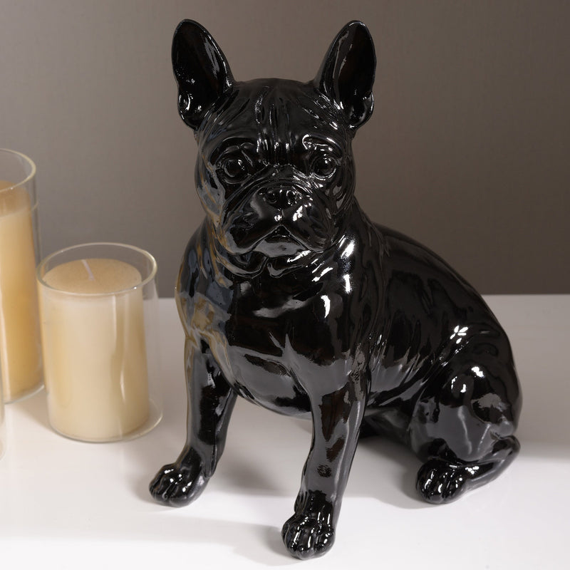 53003-BK - 10" H French Bulldog Statue in Black Home Decor Indoor Use Only Hi-Line Gift Ltd.
