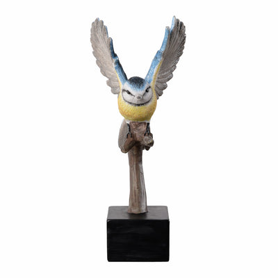 53008-A - Blue Tit On Branch Lifelike Resin Bird Home Tabletop Decor Hi-Line Gift Ltd.