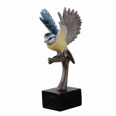 53008-A - Blue Tit On Branch Lifelike Resin Bird Home Tabletop Decor Hi-Line Gift Ltd.