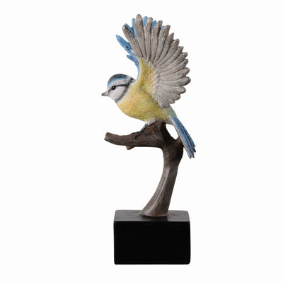 53008-A - Blue Tit On Branch Lifelike Resin Bird Home Tabletop Decor Hi-Line Gift Ltd.