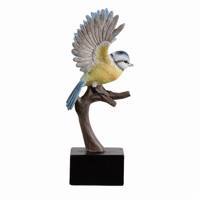 53008-A - Blue Tit On Branch Lifelike Resin Bird Home Tabletop Decor Hi-Line Gift Ltd.