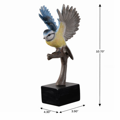 53008-A - Blue Tit On Branch Lifelike Resin Bird Home Tabletop Decor Hi-Line Gift Ltd.