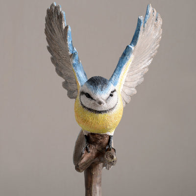 53008-A - Blue Tit On Branch Lifelike Resin Bird Home Tabletop Decor Hi-Line Gift Ltd.