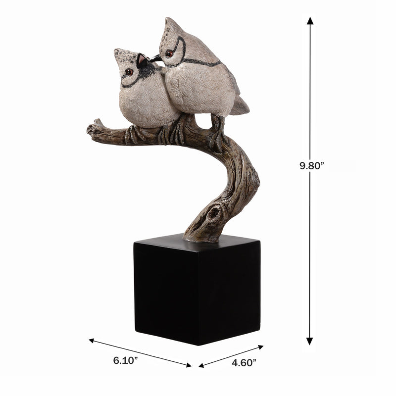 53008-E - Bird On Branch Home Tabletop Decor Lifelike Resin Bird Hi-Line Gift Ltd.