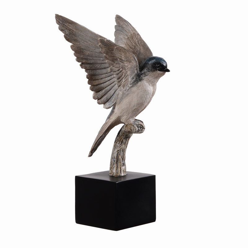 53008-C - Small Swallow On Branch Lifelike Bird Resin Home Tabletop Decor Hi-Line Gift Ltd.