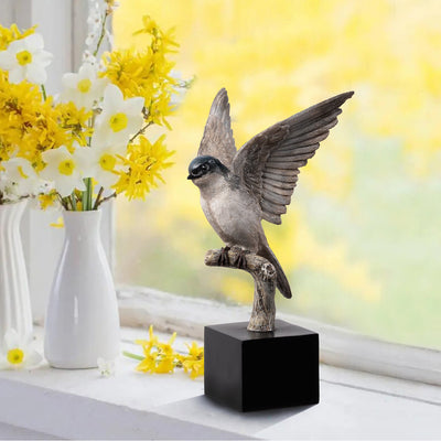 53008-C - Small Swallow On Branch Lifelike Bird Resin Home Tabletop Decor Hi-Line Gift Ltd.