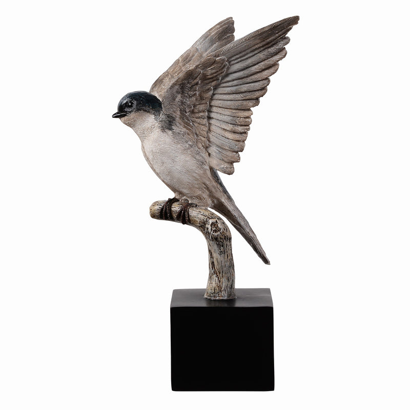 53008-C - Small Swallow On Branch Lifelike Bird Resin Home Tabletop Decor Hi-Line Gift Ltd.